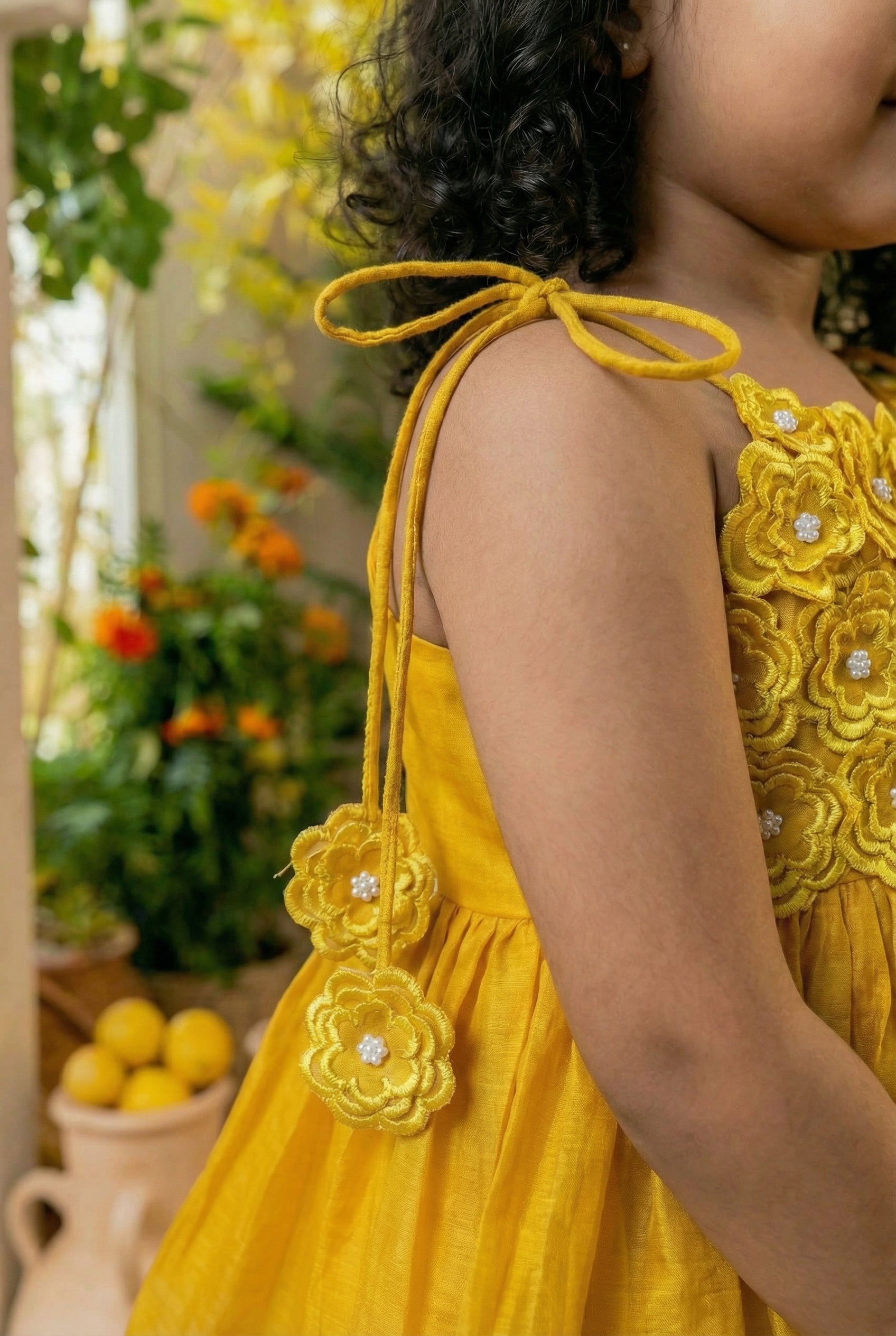 3d Flower Gharara- Mango
