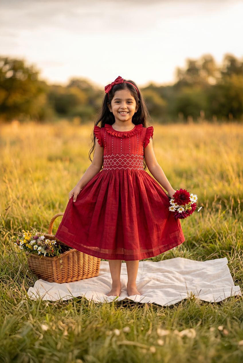 Red Handsmocked dress