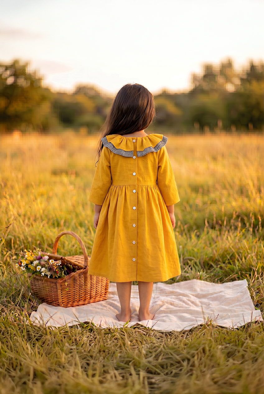 Ruffled Neck Smocked Dress