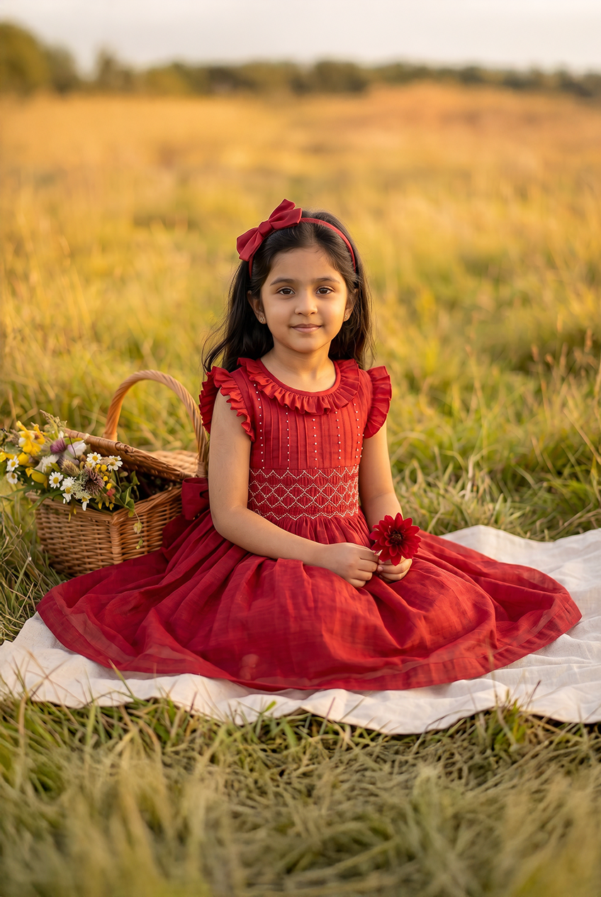 Red Handsmocked dress