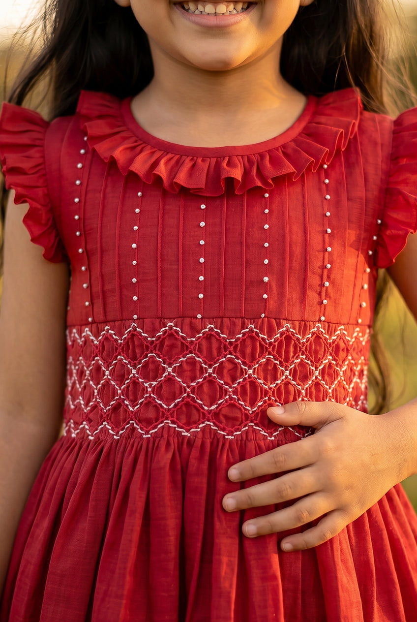 Red Handsmocked dress