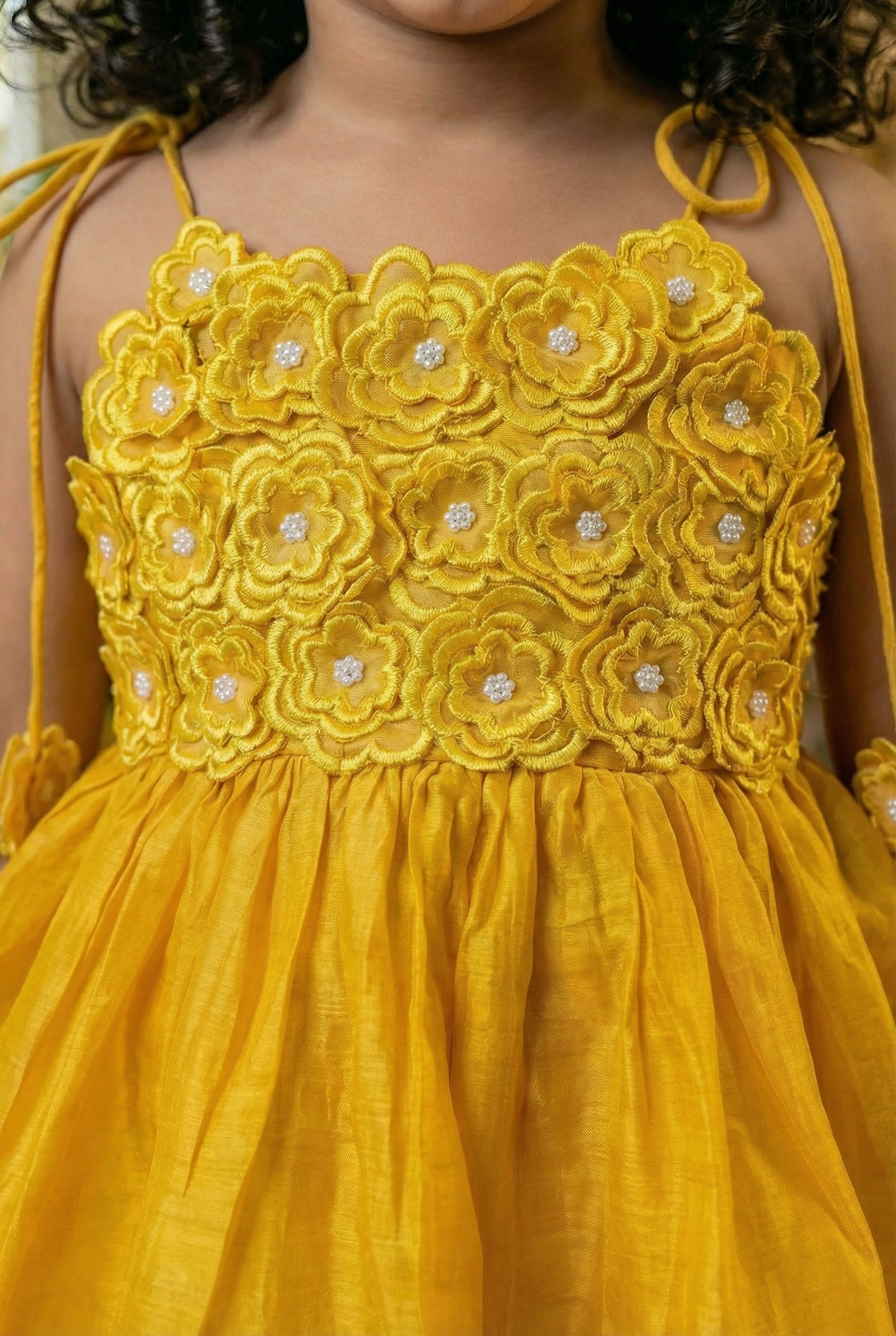 3d Flower Gharara- Mango