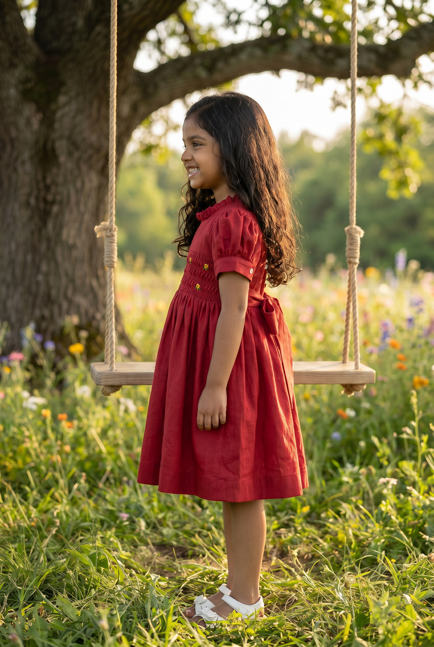 Frenchknot Dress - Red