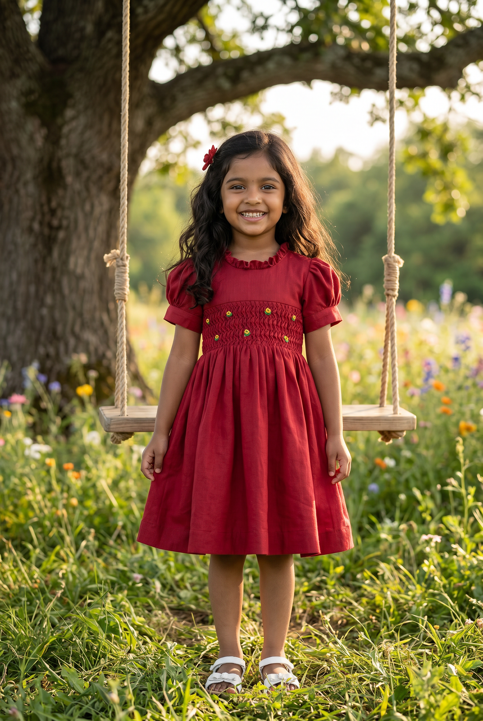 Frenchknot Dress - Red