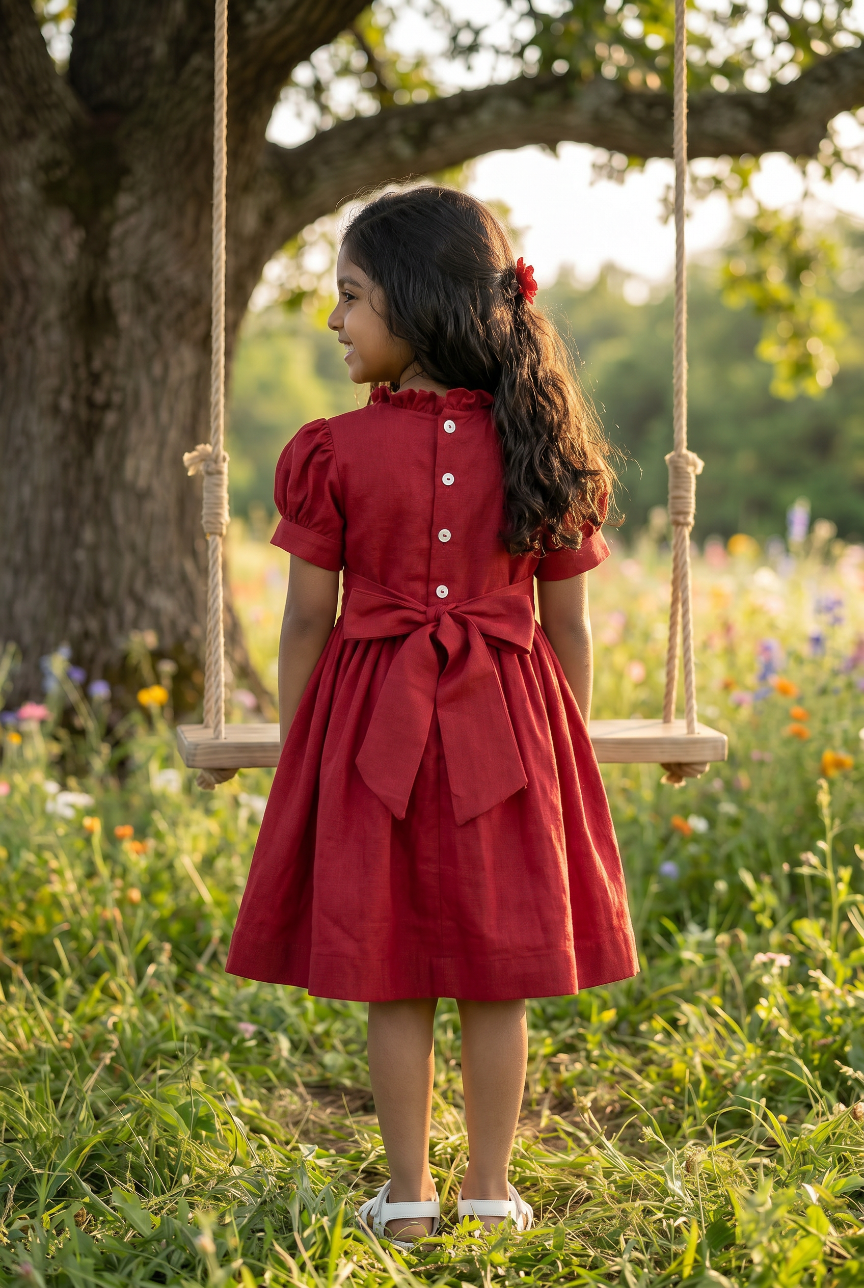 Frenchknot Dress - Red