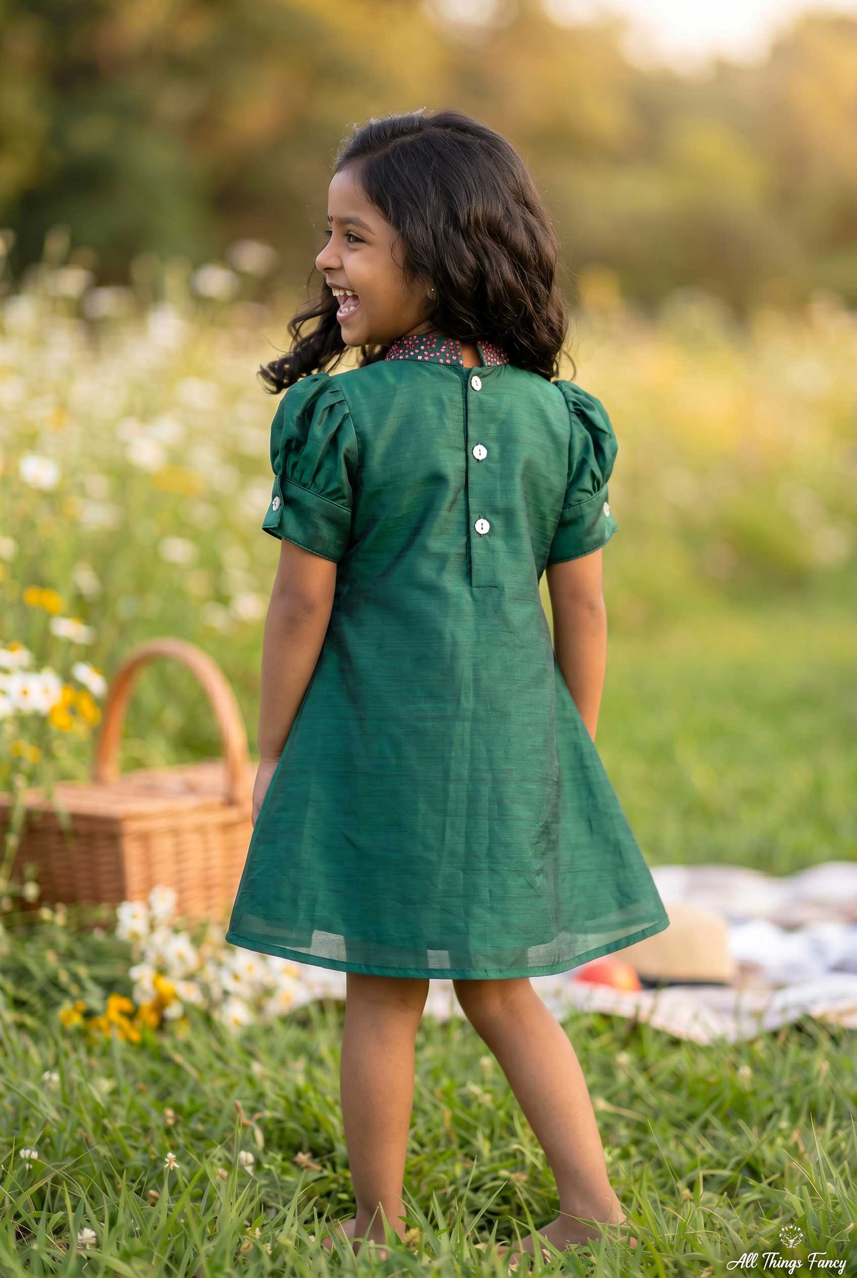 Indian Frenchknot Tunic In Emerald Green