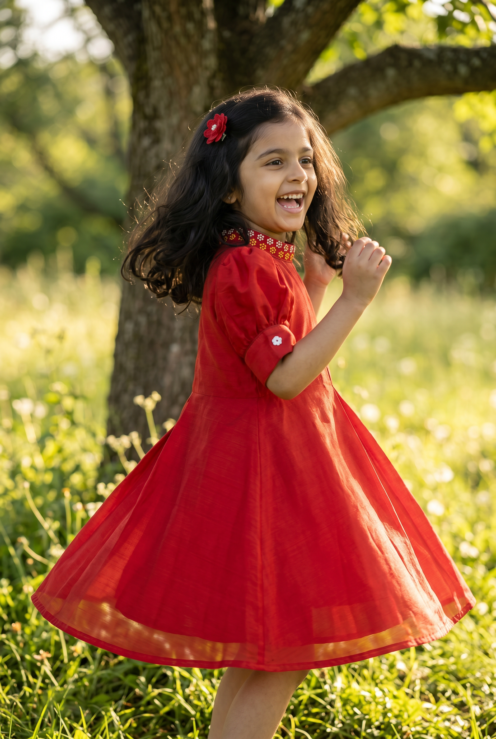 The Indian Frenchknot Tunic- Red