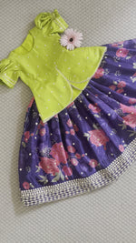 Load and play video in Gallery viewer, Lime-Purple Floral Lehenga Set
