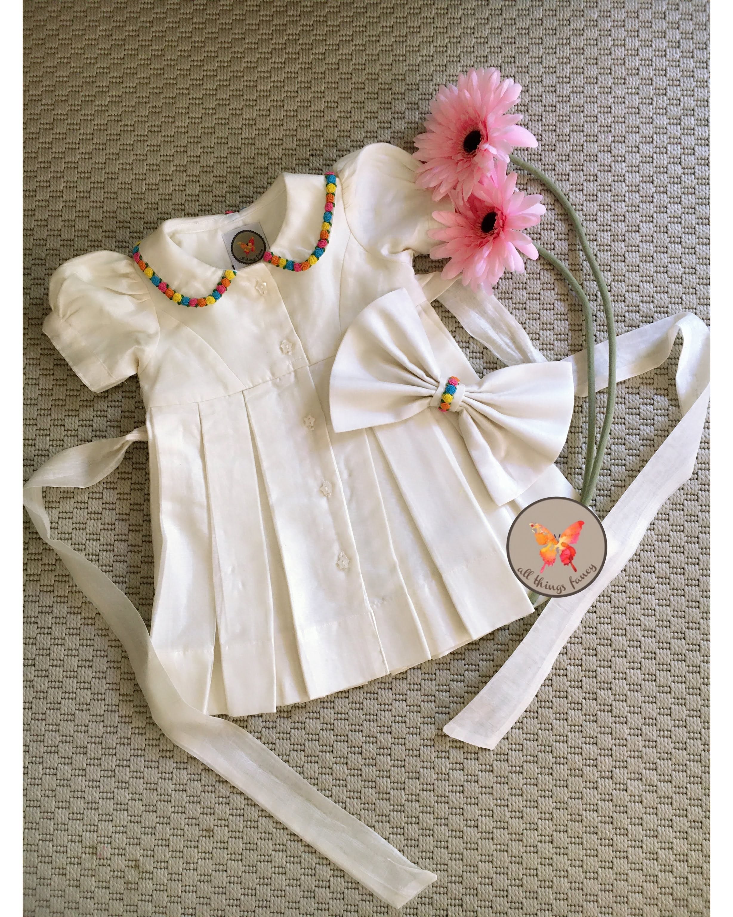 Ivory Rosette Shirt Dress
