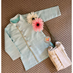 Load image into Gallery viewer, Side Placket Kurta Dhoti Set- Sky
