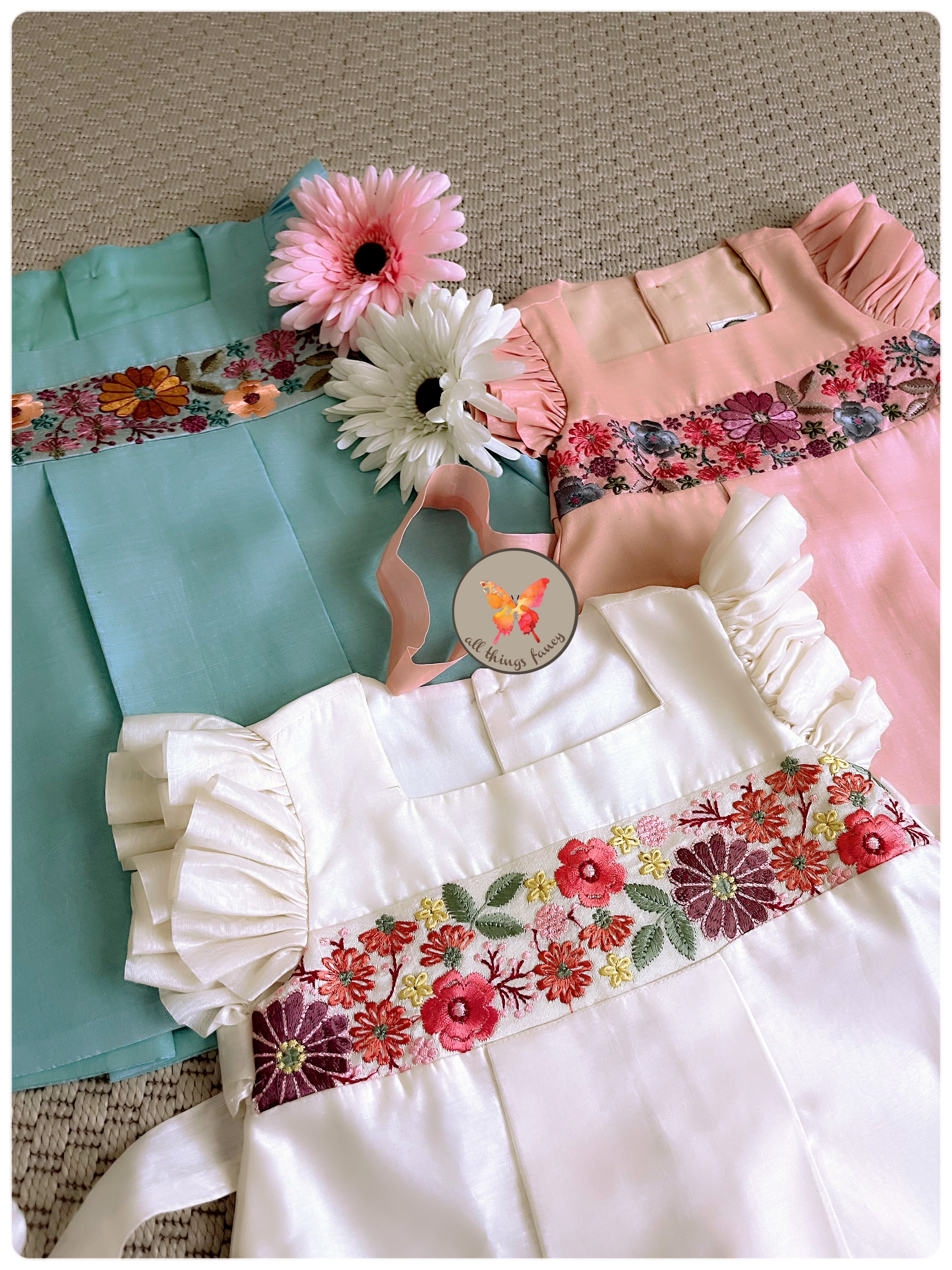 Vintage embroidered Dress- Ivory