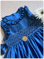 Load image into Gallery viewer, Royal Blue Handsmocked dress
