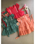Load image into Gallery viewer, Tiered Pearl Yoke Dress- Watermelon
