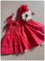 Load image into Gallery viewer, Handsmocked Dress/Skirt - Red
