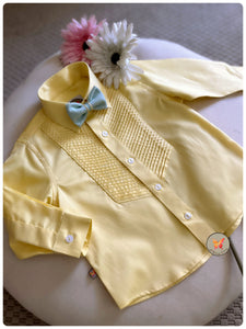 Classic Pintucked Shirt- Custard