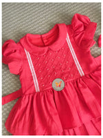 Load image into Gallery viewer, Tiered Pearl Yoke Dress- Watermelon
