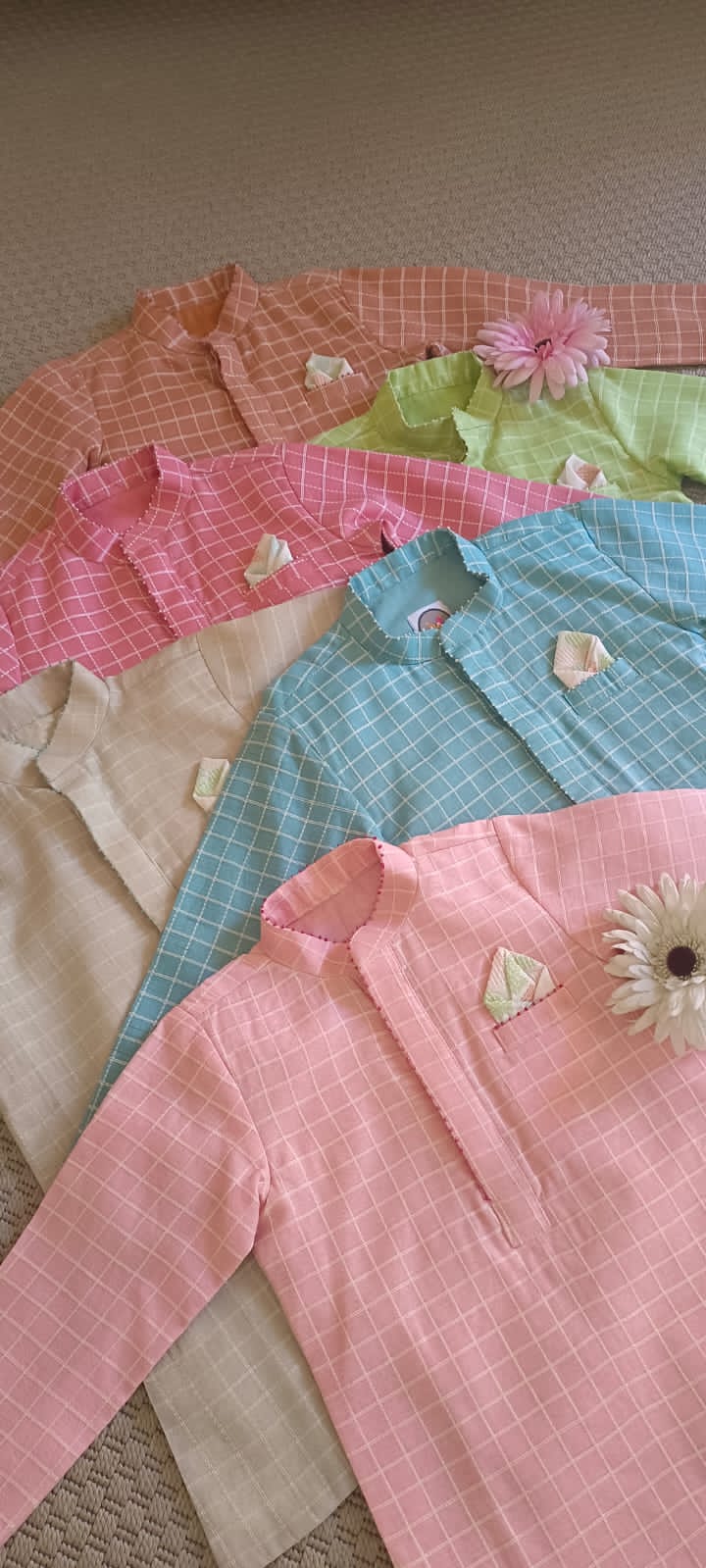 Checks Kurta set - Beige