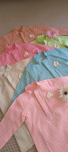Checks Kurta set - Beige