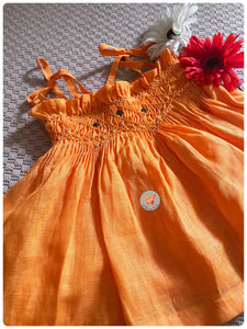 Handsmocked Dress/Skirt- Tangerine