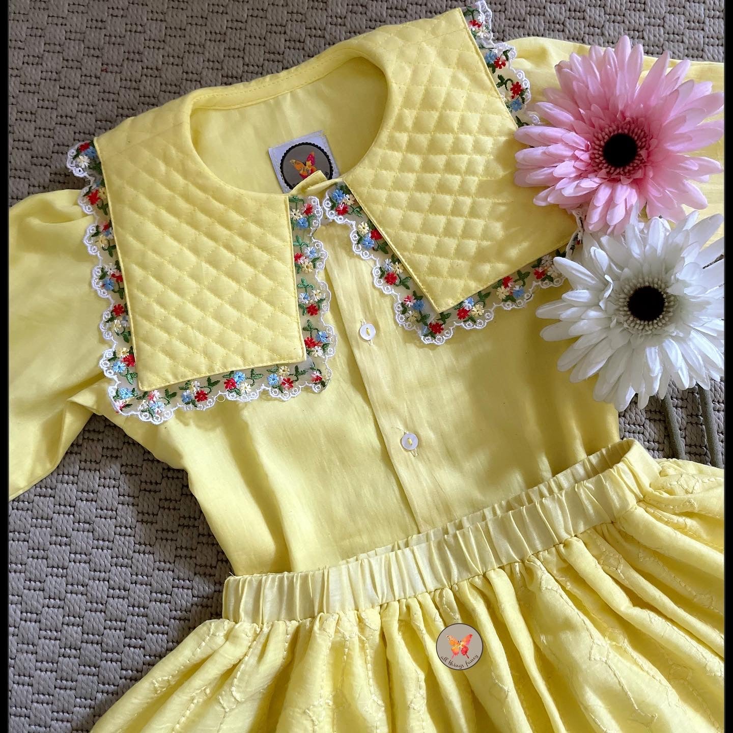 The Collared Blouse- Skirt Set- Yellow