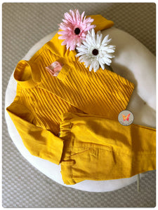 Khadi Pintucked Kurta- Pants set Haldi