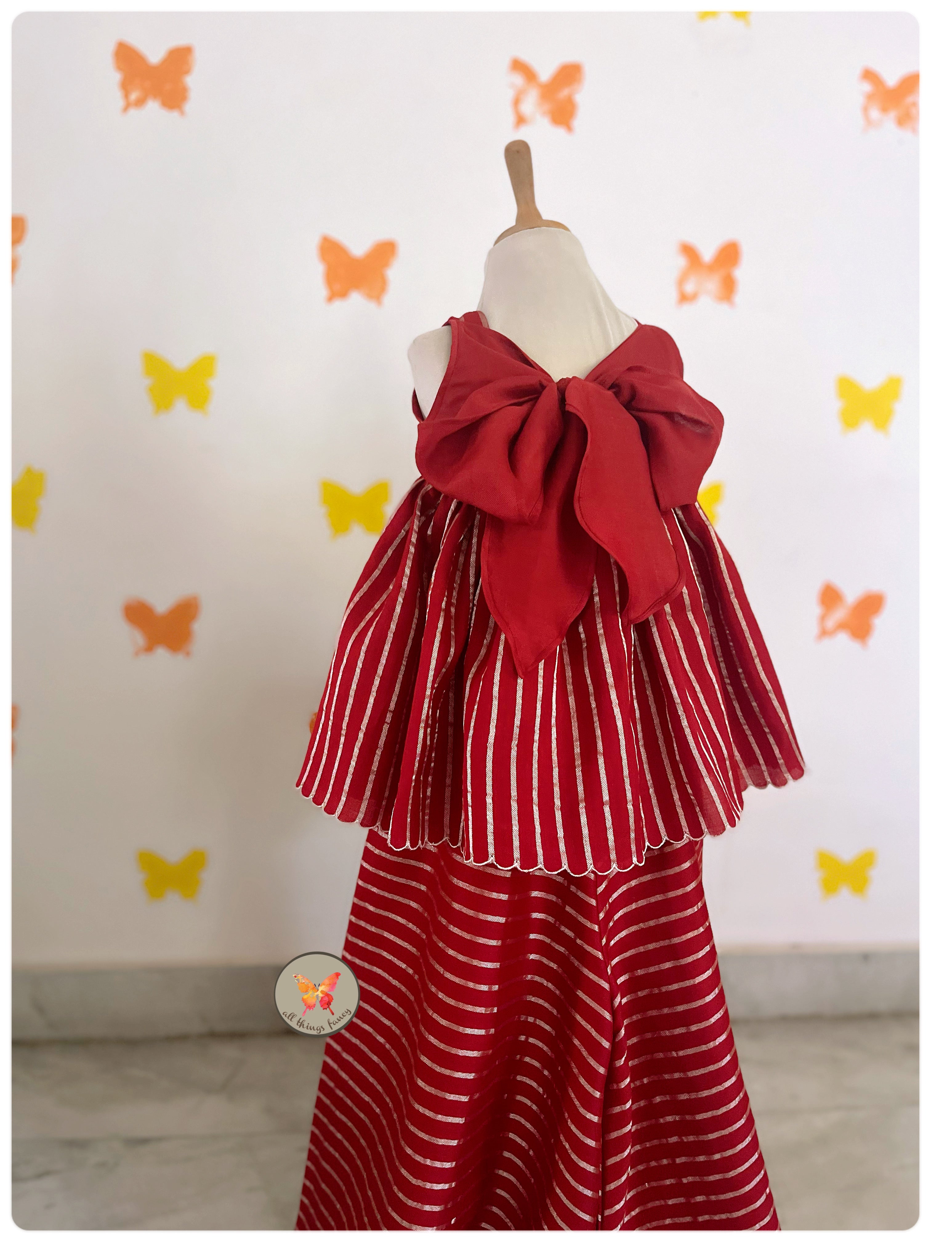 Sunahri Line Laal Sharara Set