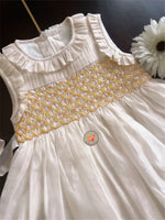 Load image into Gallery viewer, Ivory Handsmocked Honeycomb Dress
