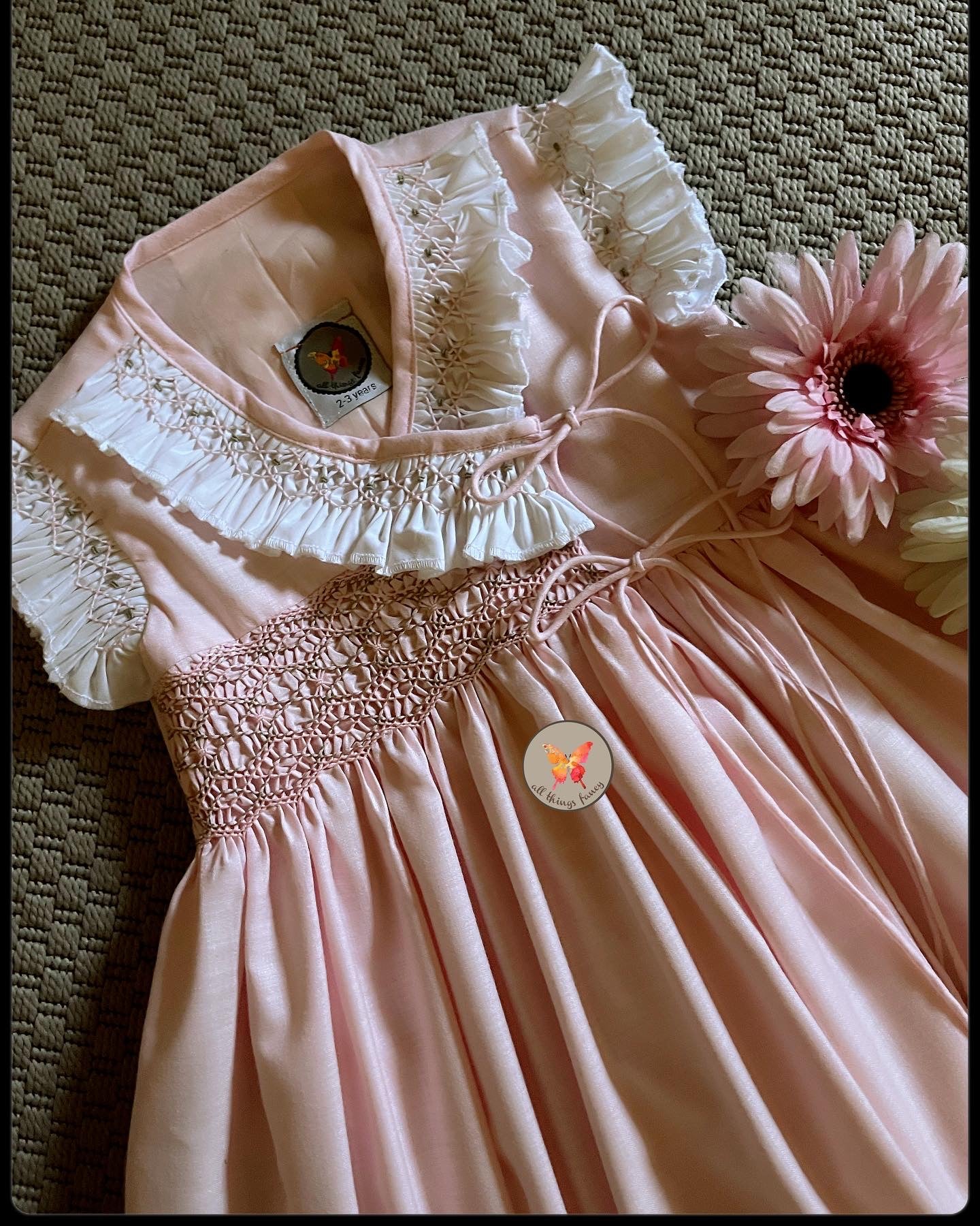 Handsmocked Angrakha Pink Dress
