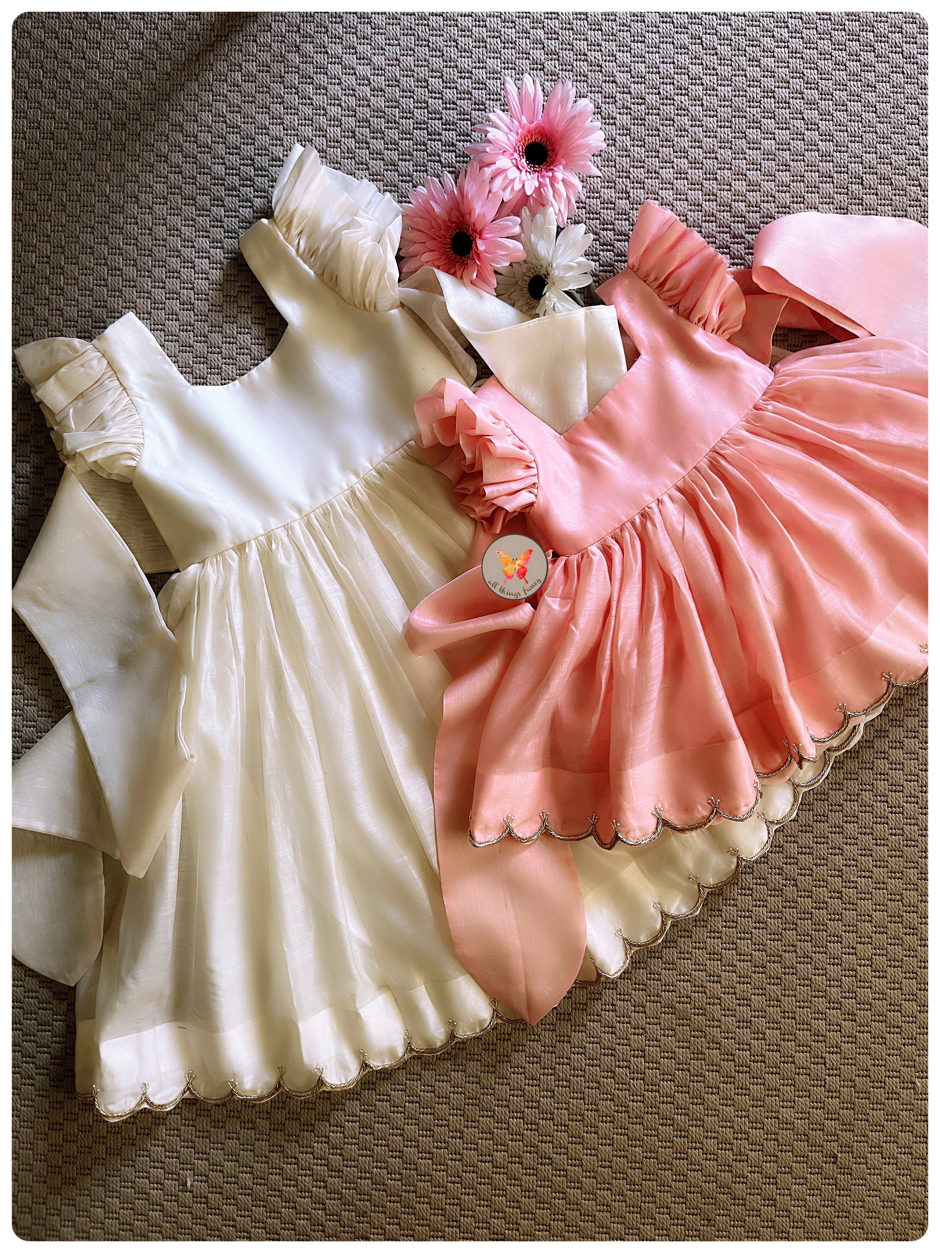 The Embroidered Bunny Tie Dress- Pink
