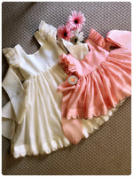 Load image into Gallery viewer, The Embroidered Bunny Tie Dress- Pink

