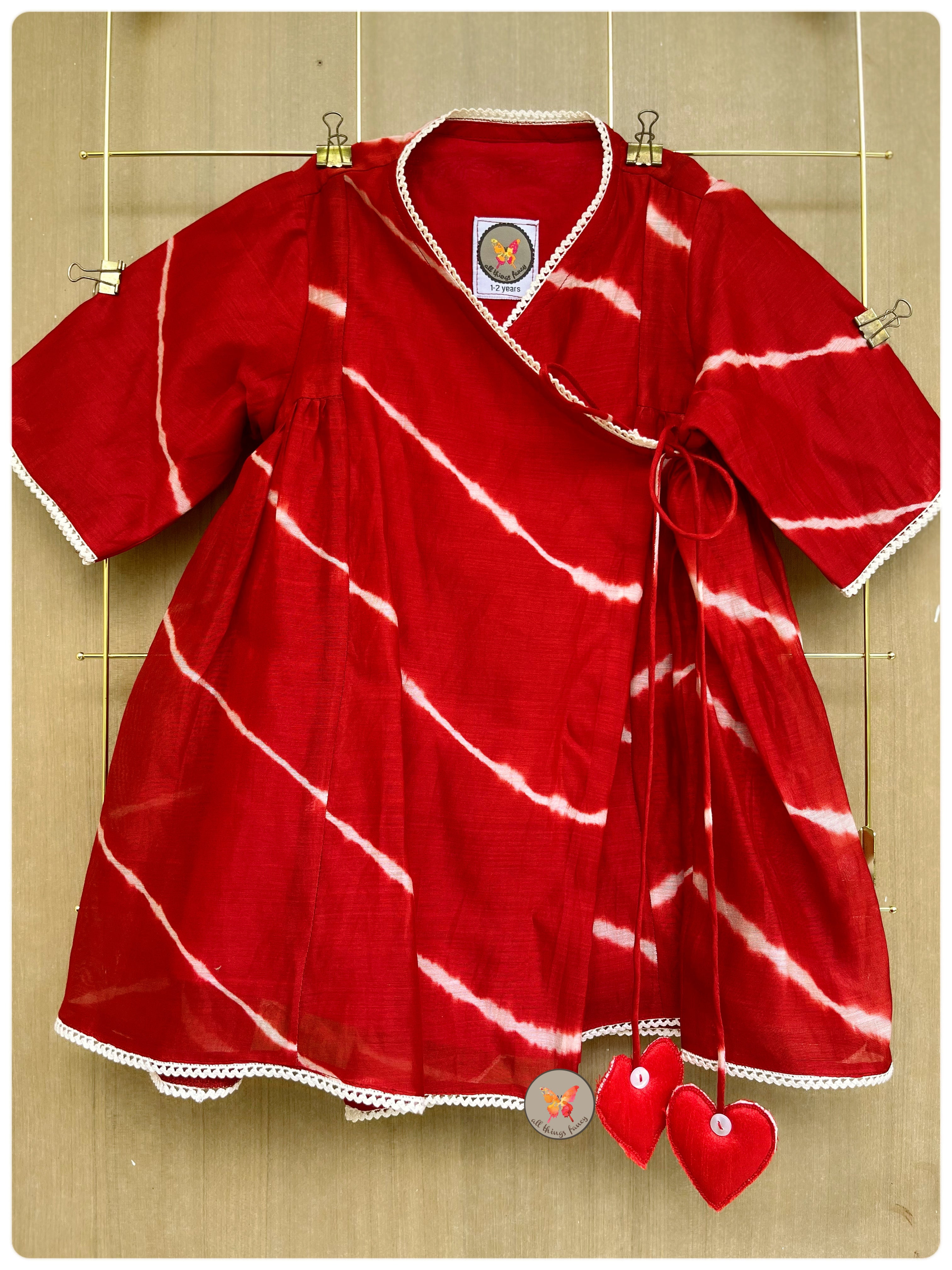 Lehariya Angrakha Set - Laal