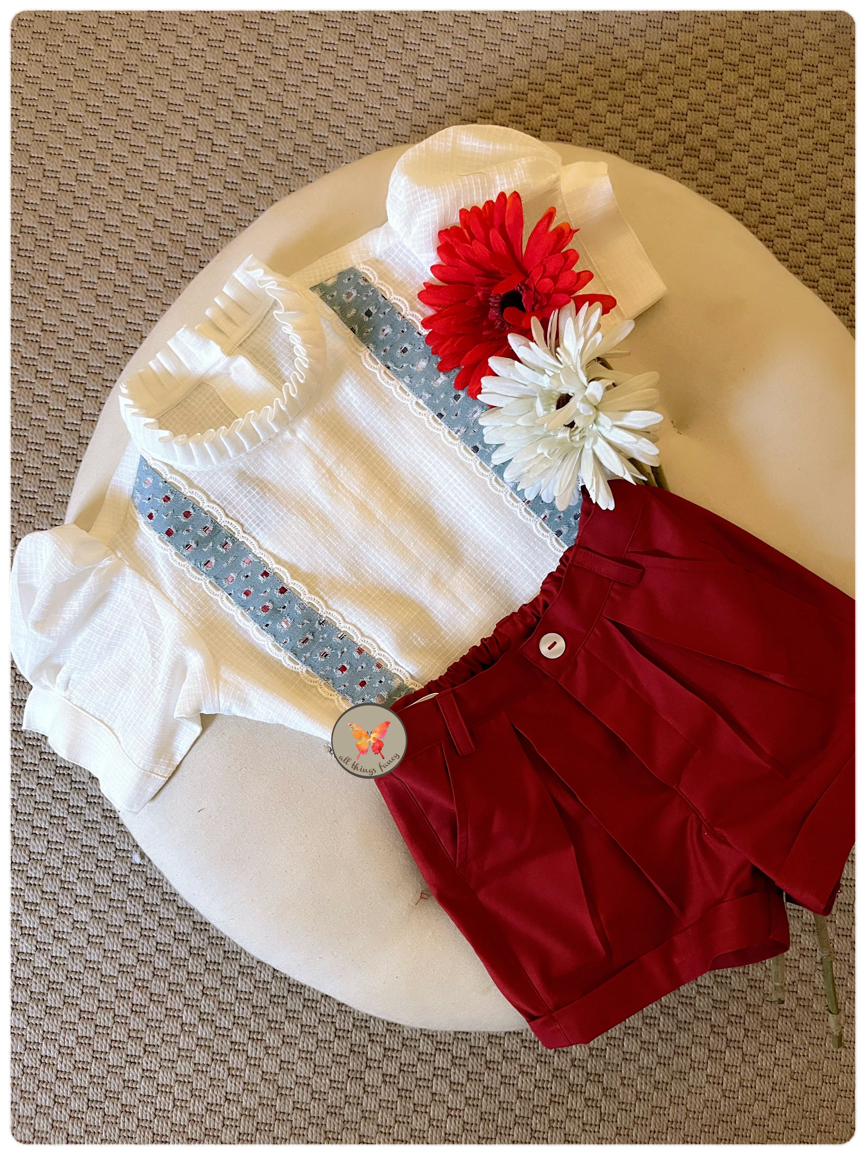 Mock Suspenders Shorts set