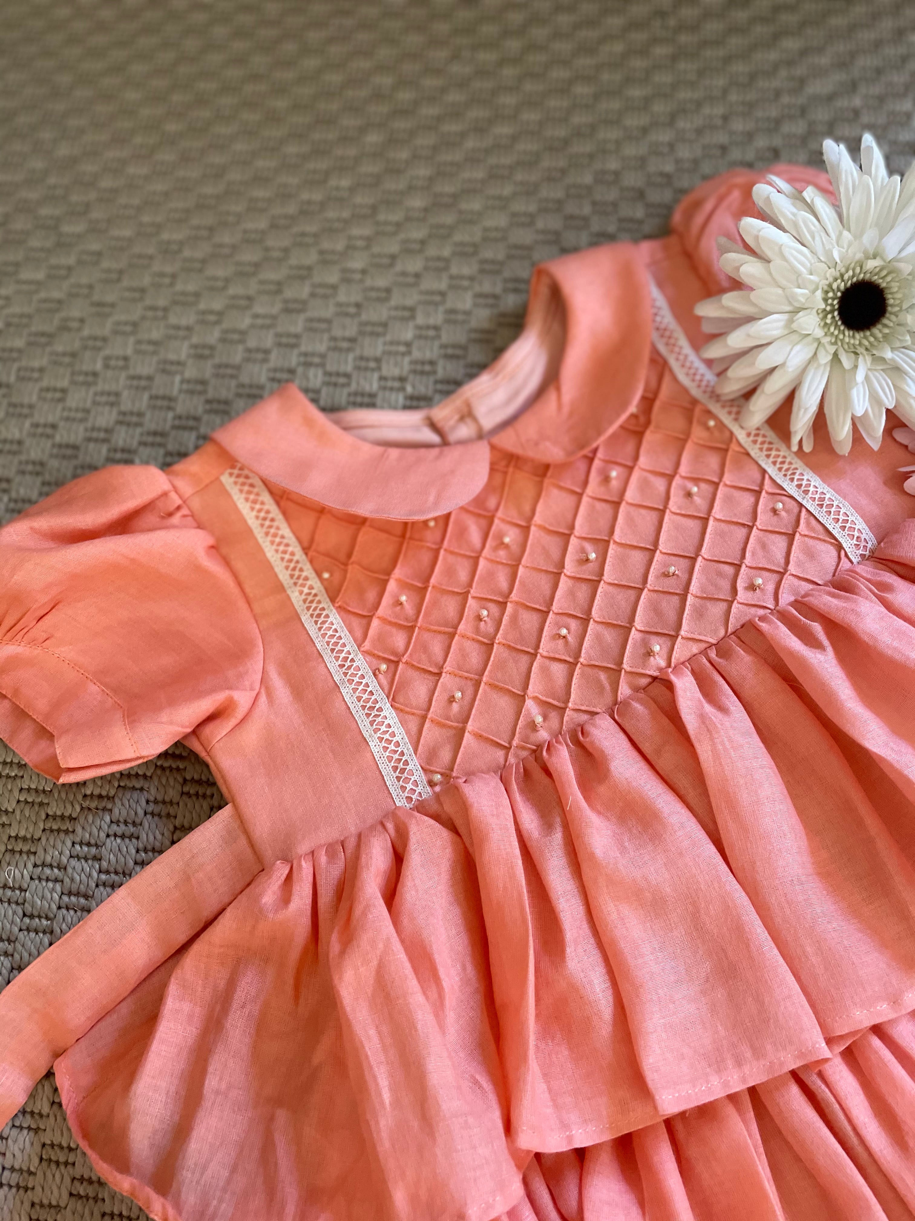 Tiered Pearl Yoke Dress- Musk