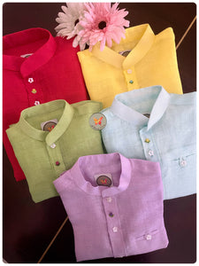 Rosette Linen Red Shirt