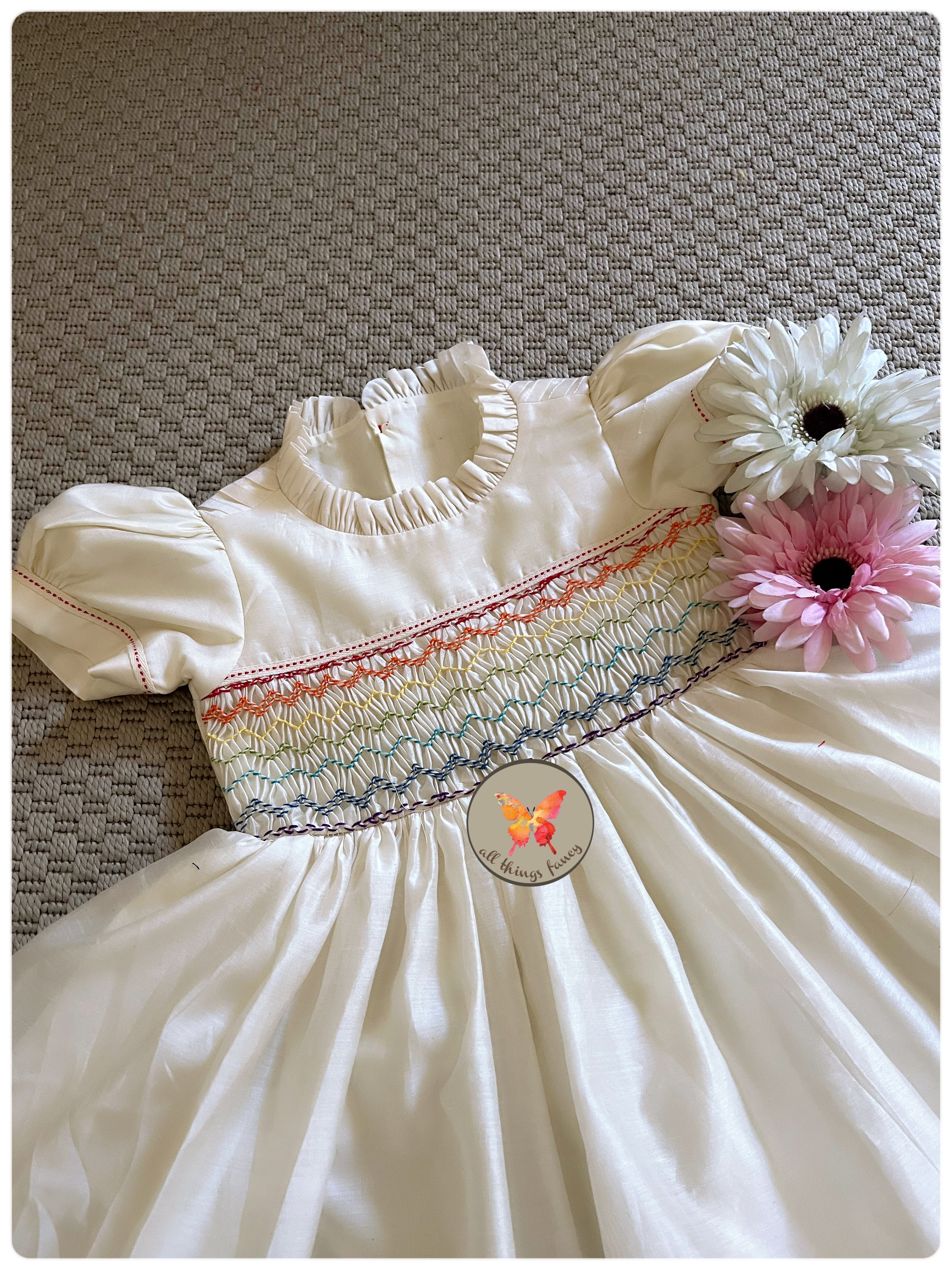 Rainbow 🌈 Dress - Hand smocked