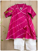 Load image into Gallery viewer, Lehariya Angrakha Set - Rani Pink
