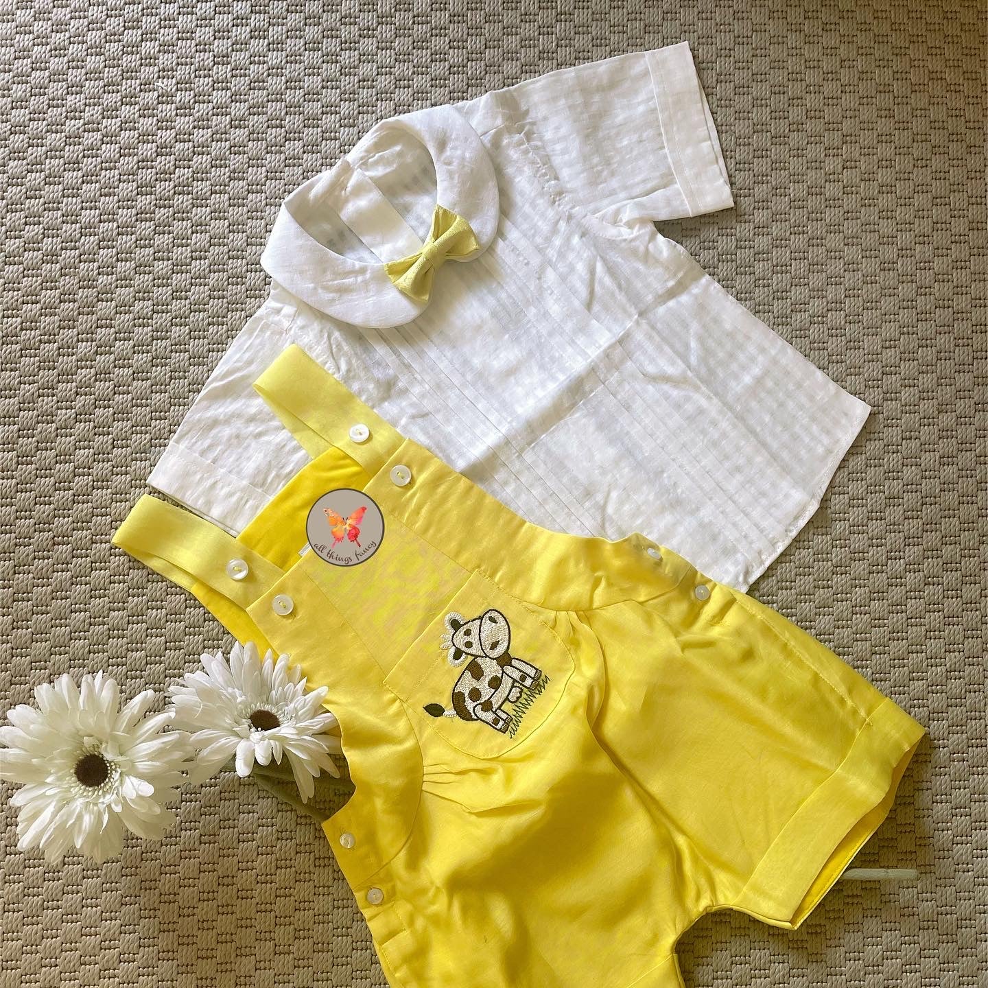 Custard Onesie- Cow Embroidered