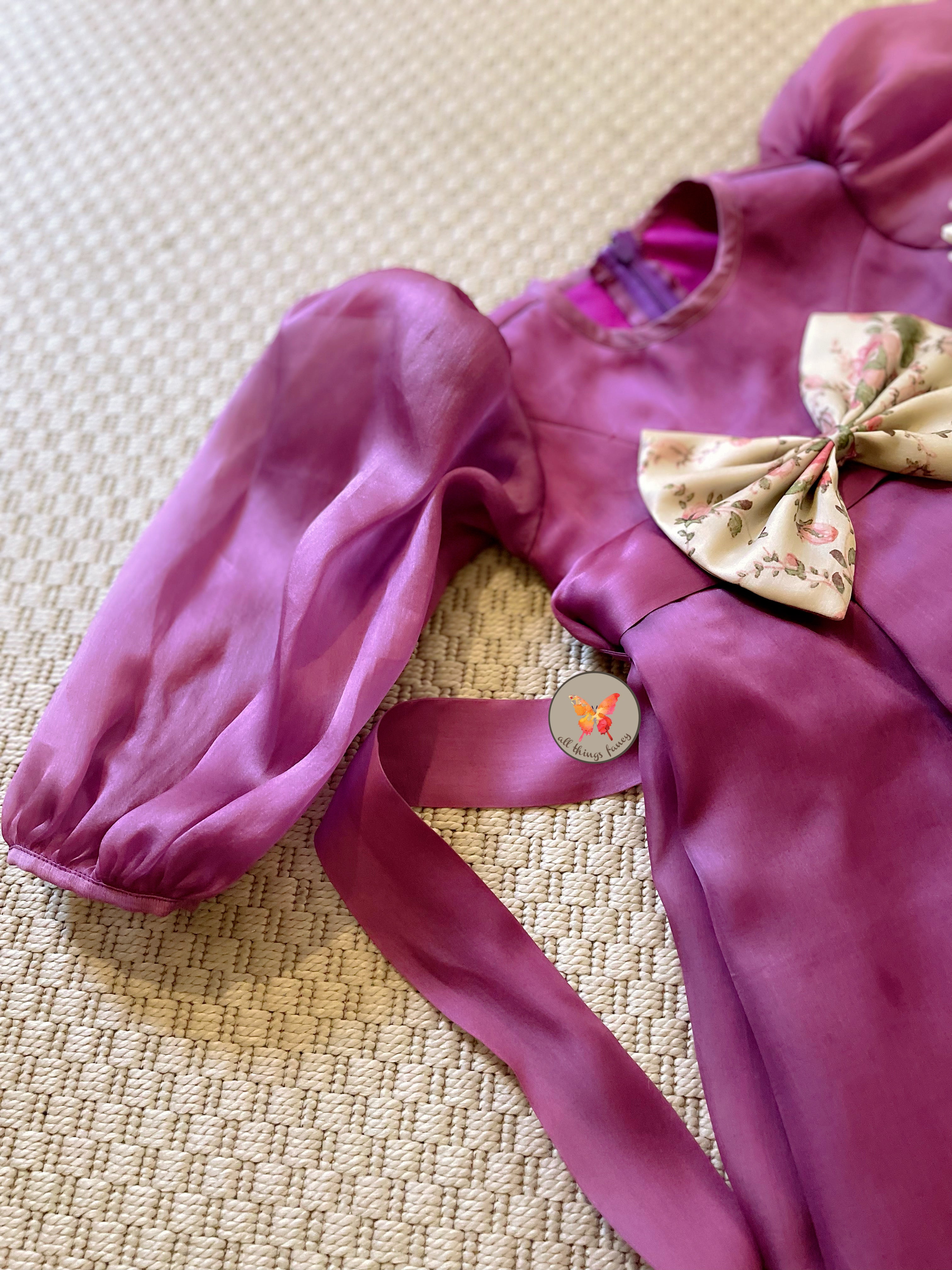 The Lavender Balloon Sleeves Dress