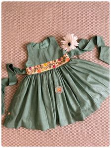 English Flower Garden Dress- Grape Green