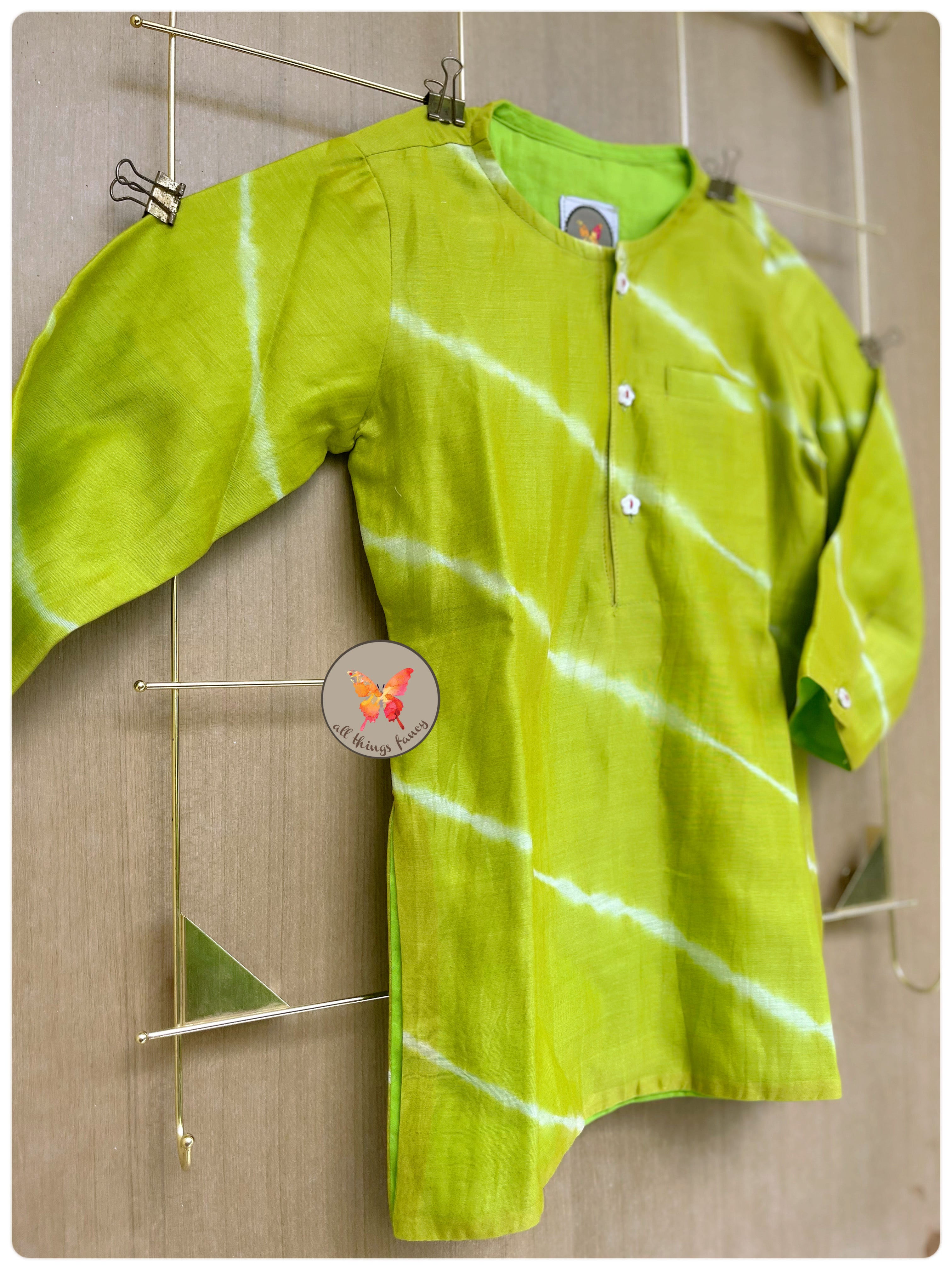 Lehariya Short Kurta - Lime