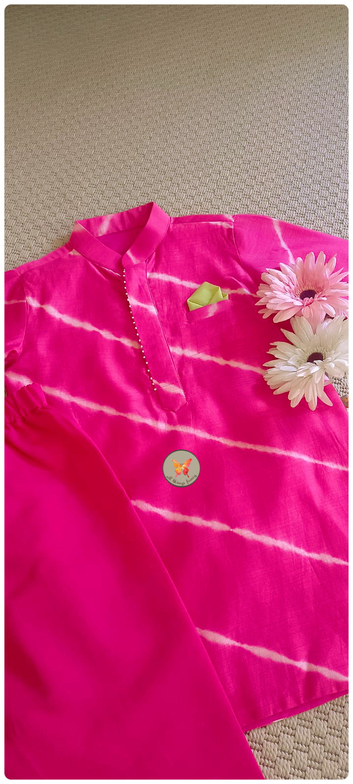 Lehariya Kurta set - Pink