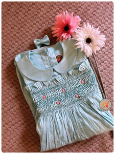 Handsmocked Classic Frock- Powder Blue