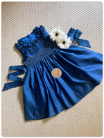 Load image into Gallery viewer, Royal Blue Handsmocked dress
