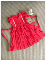 Load image into Gallery viewer, Tiered Pearl Yoke Dress- Watermelon
