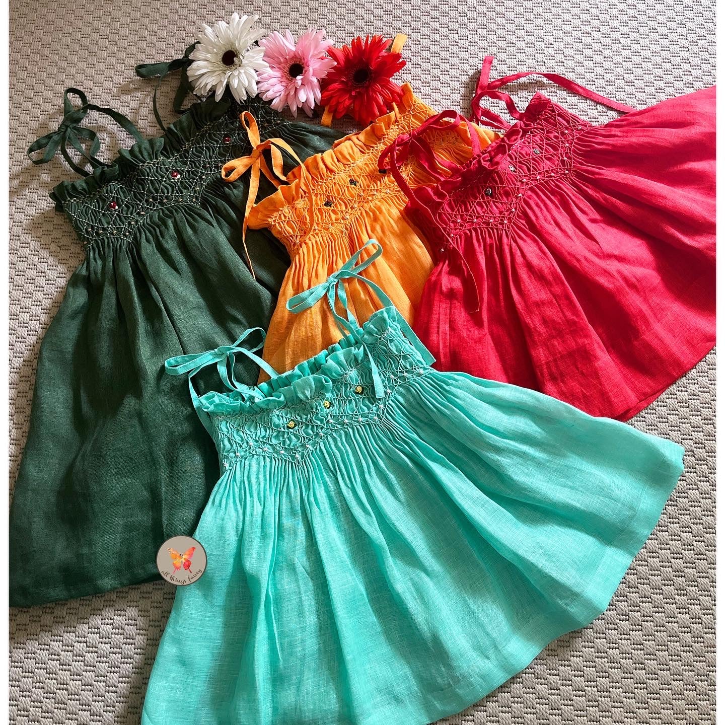 Handsmocked Dress/Skirt- Tangerine