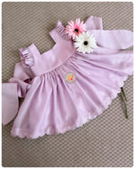 Load image into Gallery viewer, The Scalloped Hemline Bunny Tie Dress- Lavender

