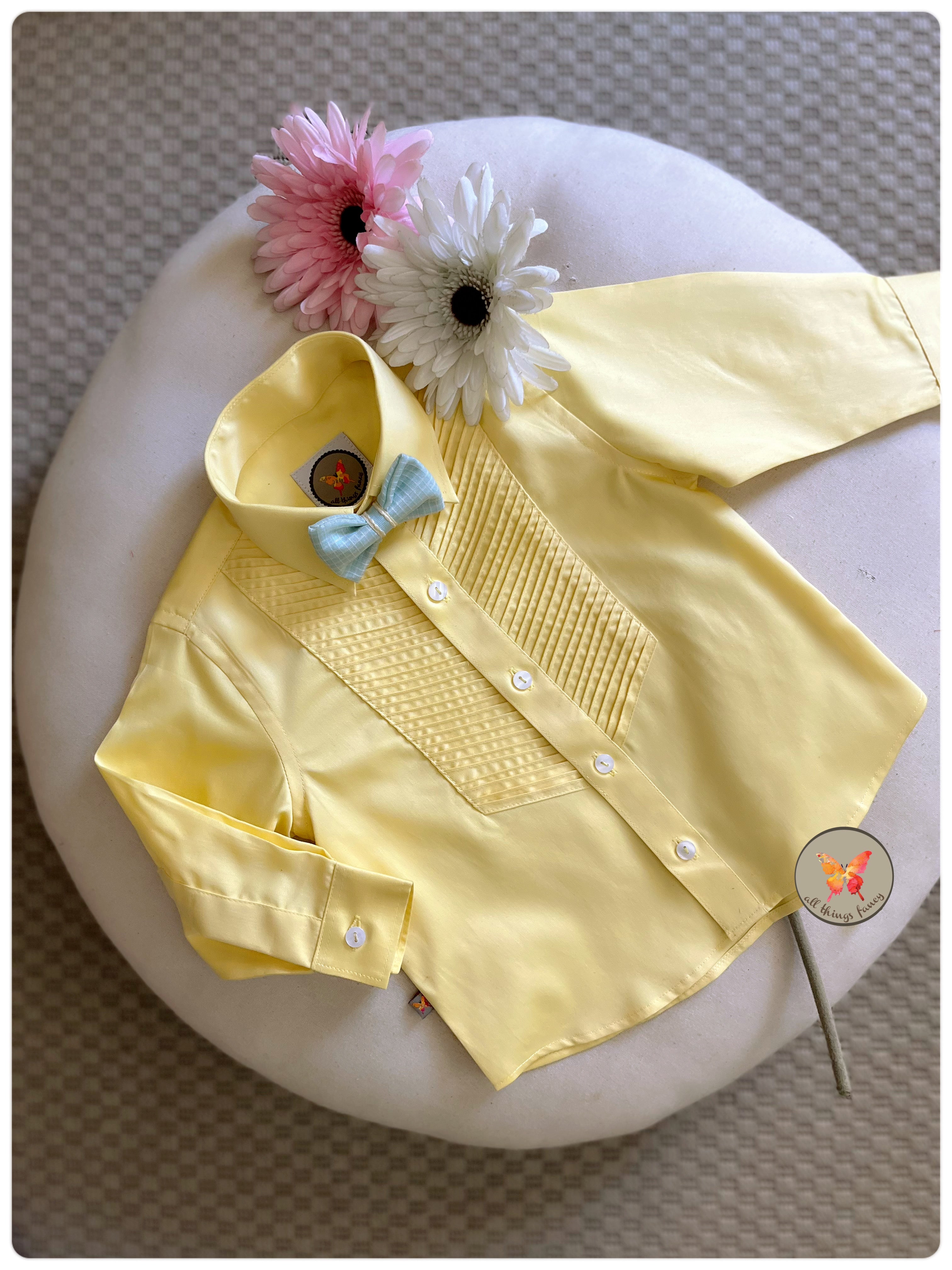 Classic Pintucked Shirt- Custard