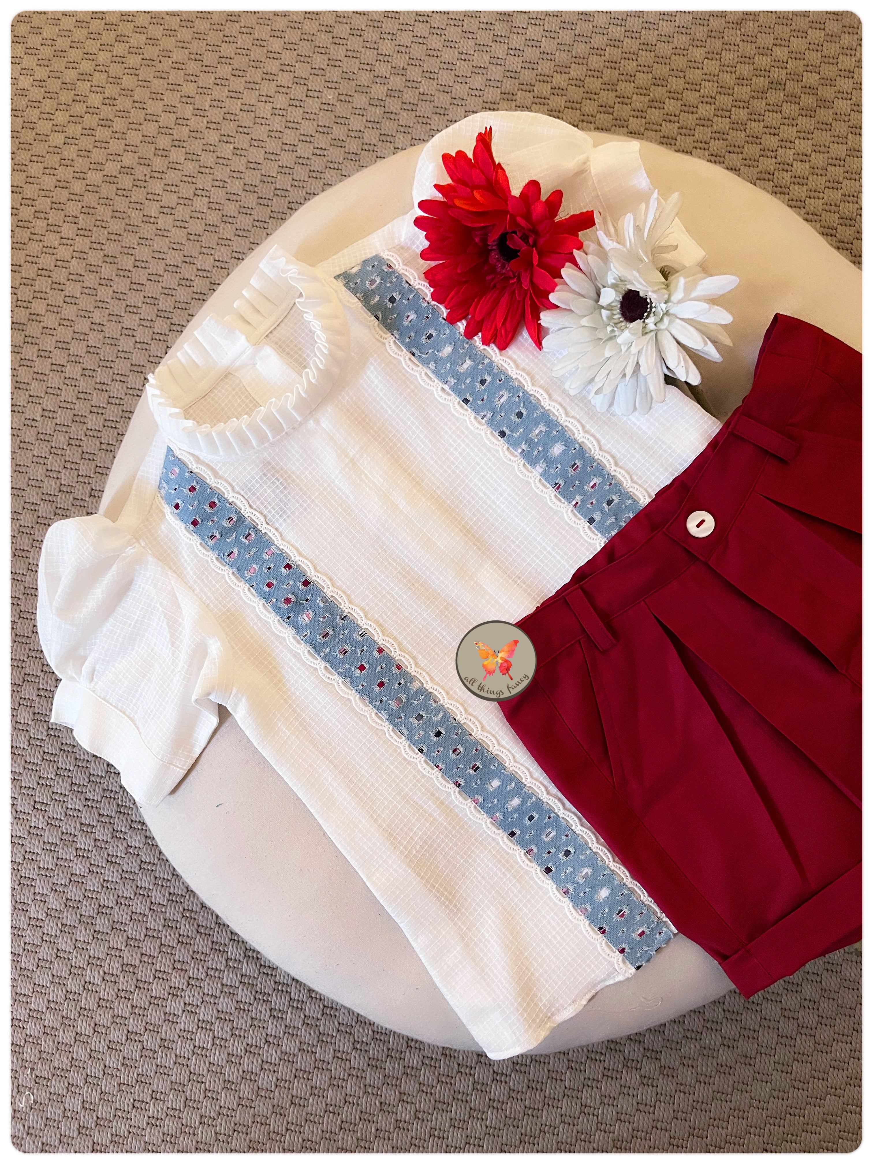Mock Suspenders Shorts set