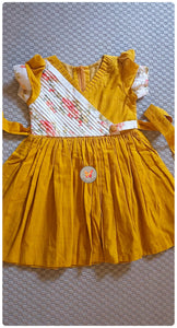 Mustard Pintucked Yoke Dress