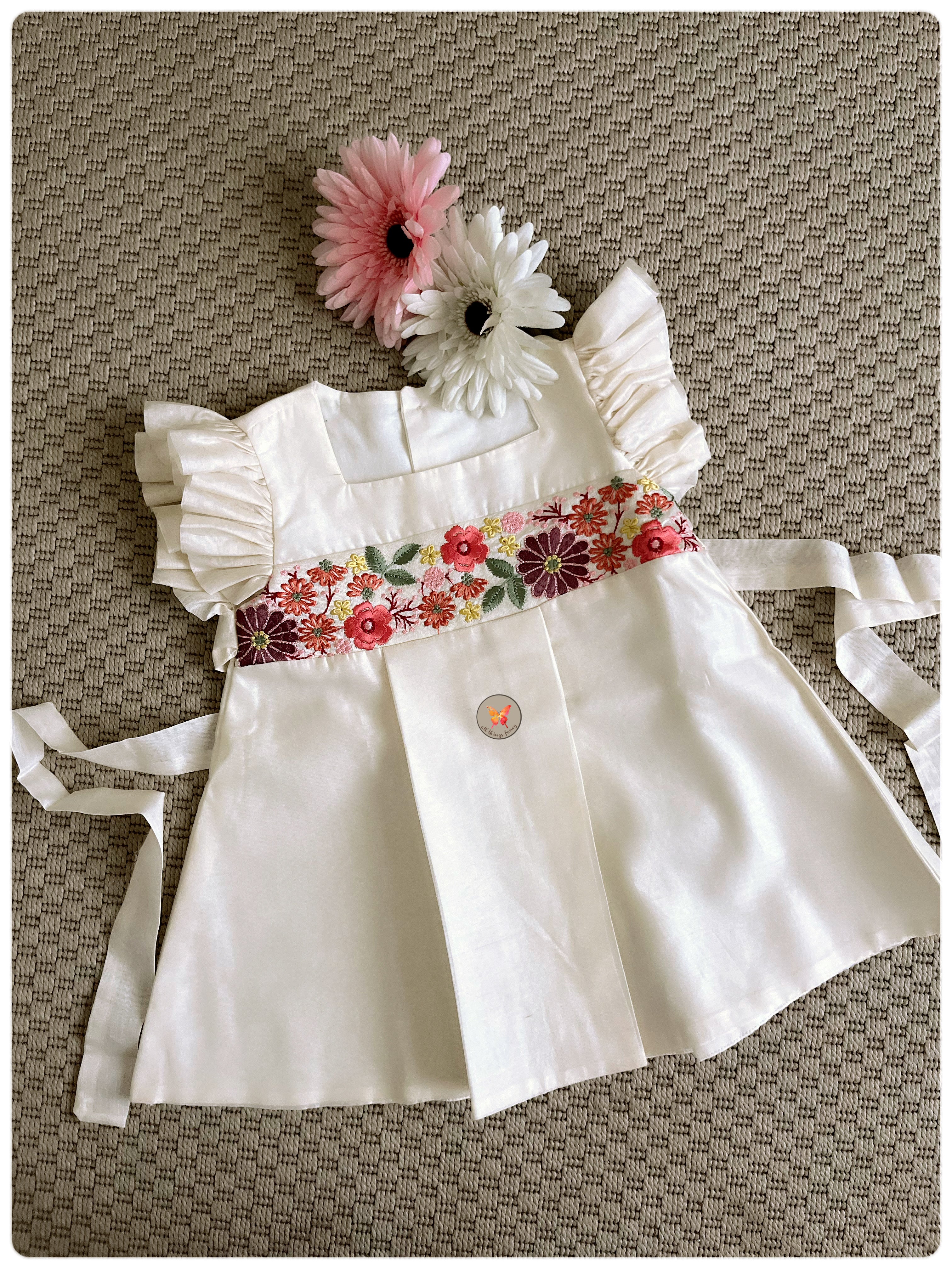 Vintage embroidered Dress- Ivory